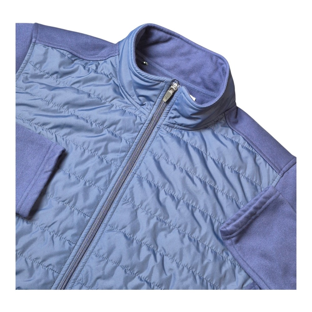 Criquet Men's L Hybrid Puffer Jacket Full Zip Navy Blue Quilted Stretch Golf